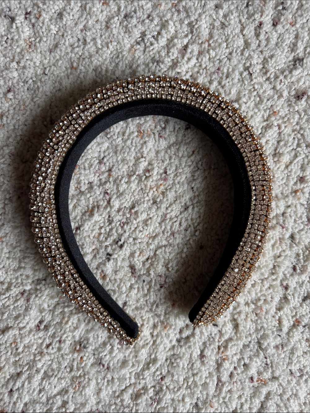 Gold Rhinestone velvet Padded Headband - Women Accessories